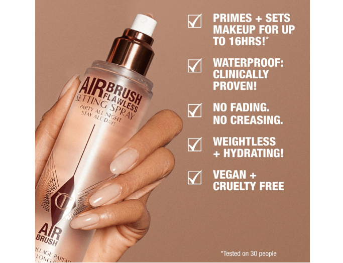 Charlotte Tilbury Airbrush Flawless Setting Spray - Ultra-Fine Hydrating Mist to Prime & Set Face Makeup For Up to 16Hr - Soothes, Blurs Pores &...