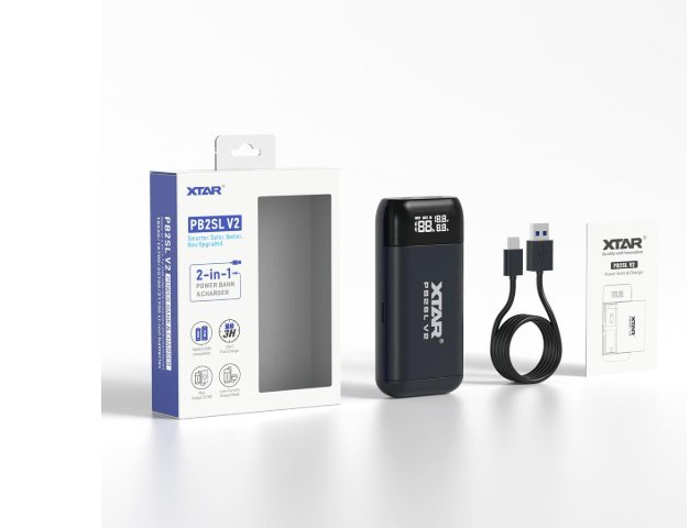 XTAR PB2SL V2 USB C Battery Charger Not Included Battery -Black Color