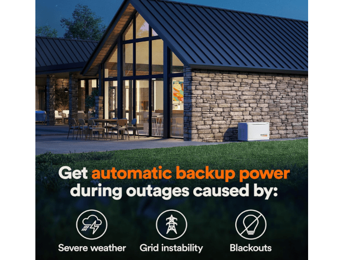 Generac Guardian 22kW Home Standby Generator with 200 Amp Transfer Switch - Automatic Whole House Backup Power for Storms, Emergencies, and Outages, WiFi...