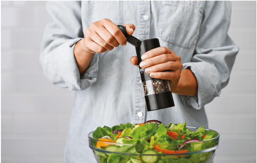 Kuhn Rikon Adjustable Ratchet Grinder with Ceramic Mechanism for Salt, Pepper and Spices, 8.5 x 2.25 inches, Black