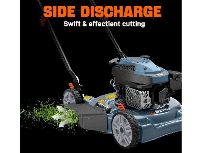  SENIX 144 cc Gas Lawn Mower, 20 inch 4-Cycle Push Mower, Side Discharge, 5 Position Cutting Height Adjustment, Low Noise & Fuel-Efficient for Lawn, Yard...