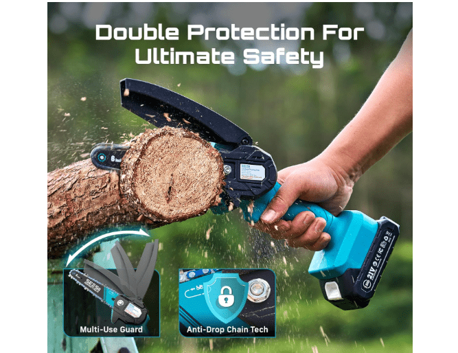  Seesii Mini Chainsaw, 6-inch Mini Chainsaw Cordless, Handheld Electric Power Chain Saw with 2 Batteries, for Tree Trimming Wood Cutting, Best Gifts for...