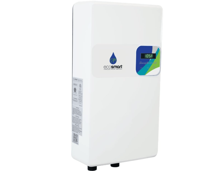  EcoSmart ECOS 27 Tankless Electric Water Heater, 27 kW at 240 Volts, 112.5 Amps with Self Modulating Technology