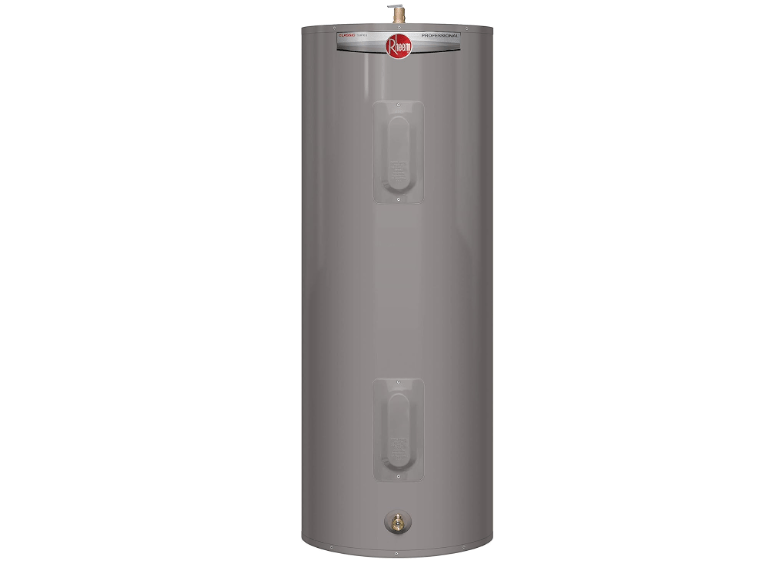 Rheem PROE50 M2 RH95 50-Gallon Professional Classic Medium Residential Electric Water Heater, Gray; Enhanced-flow Brass Drain Valve; 18.75 Amps; Automatic... 