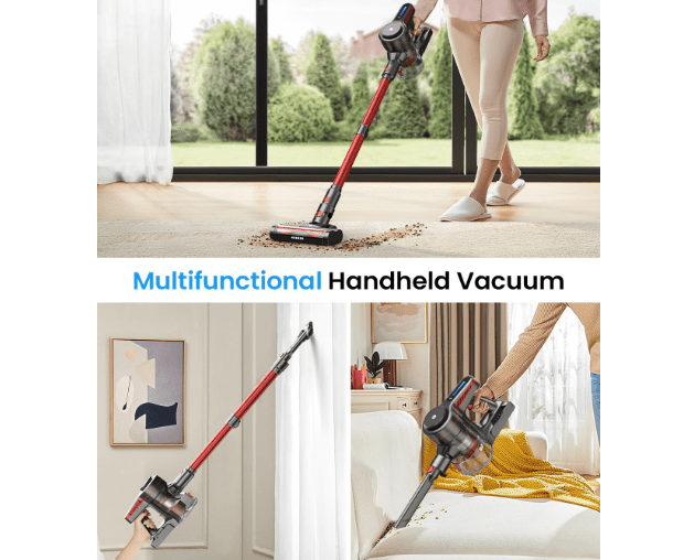  CHEBIO Cordless Vacuum Cleaner, Stick Vacuum with Powerful Suction, 45Mins Runtime Vacuum Cleaners for Home, Anti-tangle and 1.5L Dust Cup, 6 in 1...