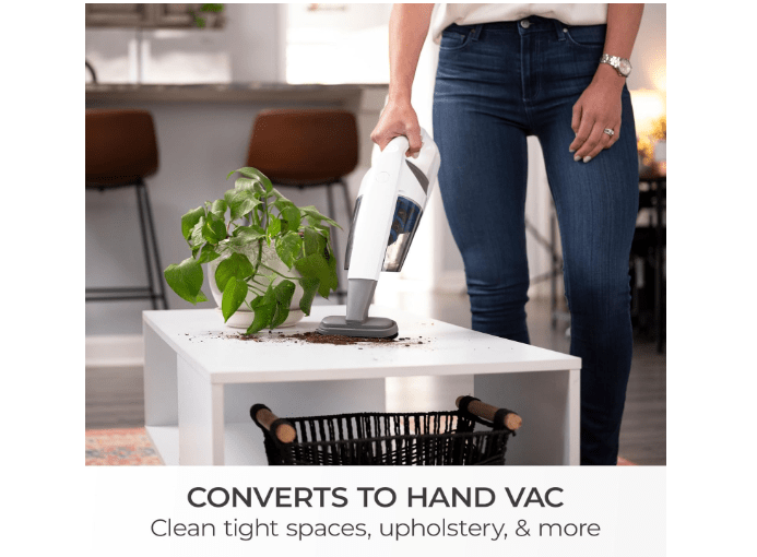  Kenmore DS1030 Cordless Stick Vacuum Lightweight Cleaner 2-Speed Power Suction LED Headlight 2-in-1 Handheld for Hardwood Floor, Carpet & Pet Hair, White