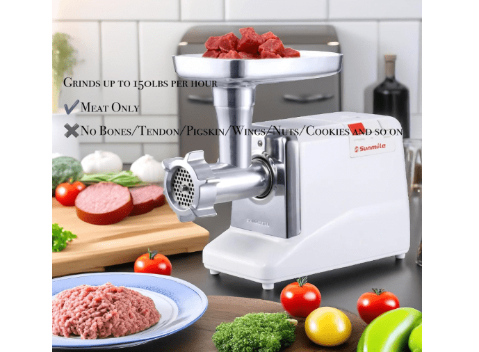  Sunmile SM-G50 ETL Electric Meat Grinder - Max 1.3 HP 1000W Heavy Duty Meat Mincer Sausage Grinder - Metal Gears, Reverse, Circuit Breaker, Stainless Steel...
