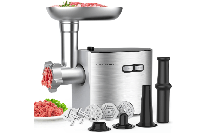 CHEFFANO Meat Grinder, 2600W Max Stainless Steel Meat Grinder Electric, ETL Approved Heavy Duty Meat Mincer Machine with 2 Blades, 3 Plates, Sausage Stuffer...