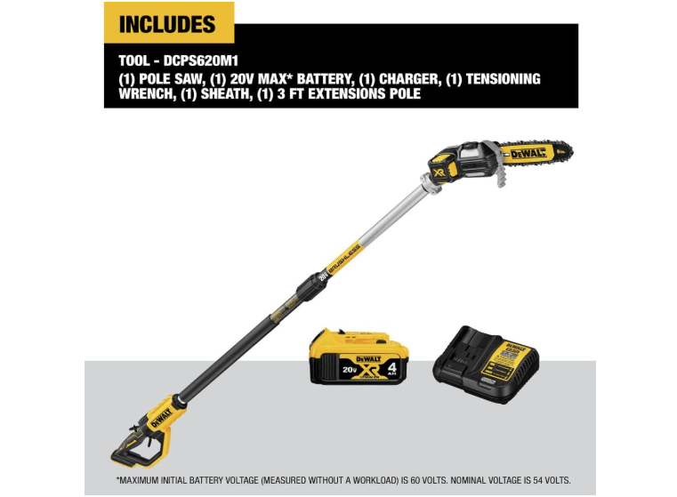  DEWALT 20V MAX* XR Pole Saw, 15-Foot Reach (DCPS620M1)