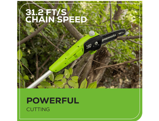 Greenworks 40V 8-Inch Cordless Polesaw, 2.0Ah Battery and Charger Included PS40B210