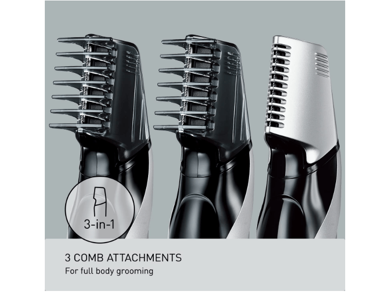  Panasonic Body Hair Trimmer for Men, Cordless Waterproof Design, V-Shaped Trimmer Head with 3 Comb Attachments for Gentle, Full Body Grooming, ER-GK60-S..