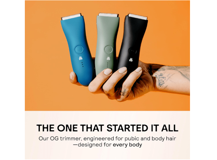 MERIDIAN The Trimmer Original - Body Hair Trimmer for Men, Electric Shaver for Pubic Hair, Chest, Legs & Bikini, Waterproof & Rechargeable, Onyx