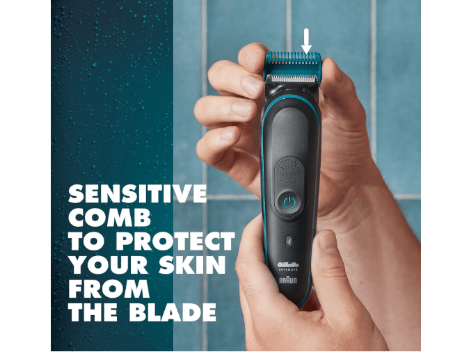 Gillette Intimate Men’s Pubic Hair Trimmer, SkinFirst Pubic Hair Trimmer for Men, Waterproof, with Anti Chafe Stick