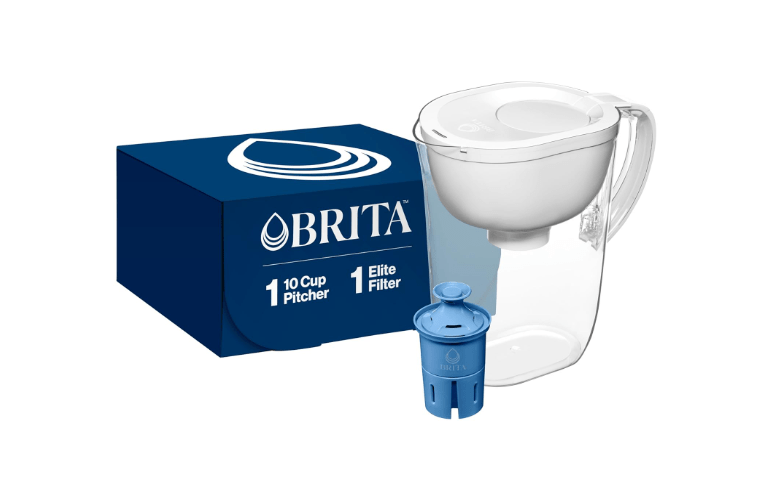  Brita Water Pitcher, Everyday Elite Filter, Removes 99% of Lead, Includes 1 Filter, 10-Cup Capacity, White