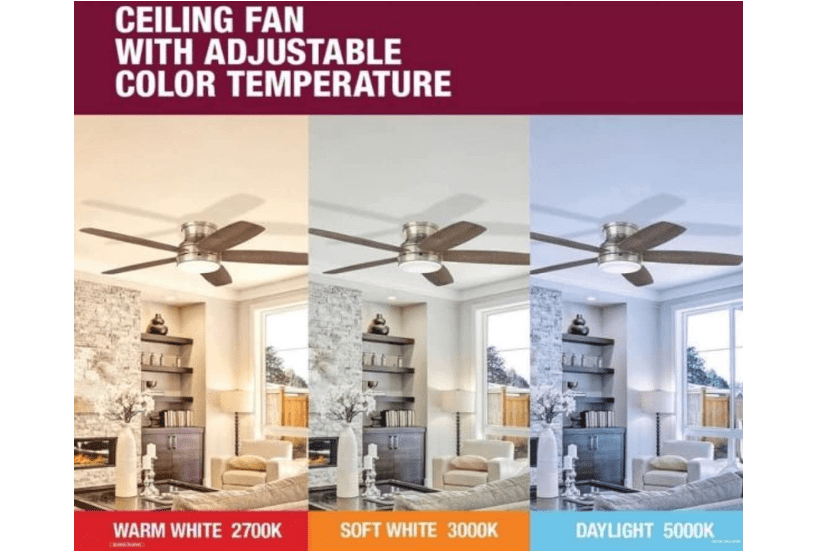  Hampton Bay Mena 54 in. White Color Changing Integrated LED IndoorOutdoor Matte Black Ceiling Fan with Light Kit and Remote Control, (99919)