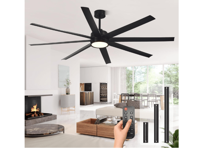  Modern Ceiling Fans with Lights, 72 Inch Ceiling Fan with Light and Remote, Bedroom Living Room Library Cafe Outdoor/Industrial,24W 3CCT Dimmable, 8 Blades..