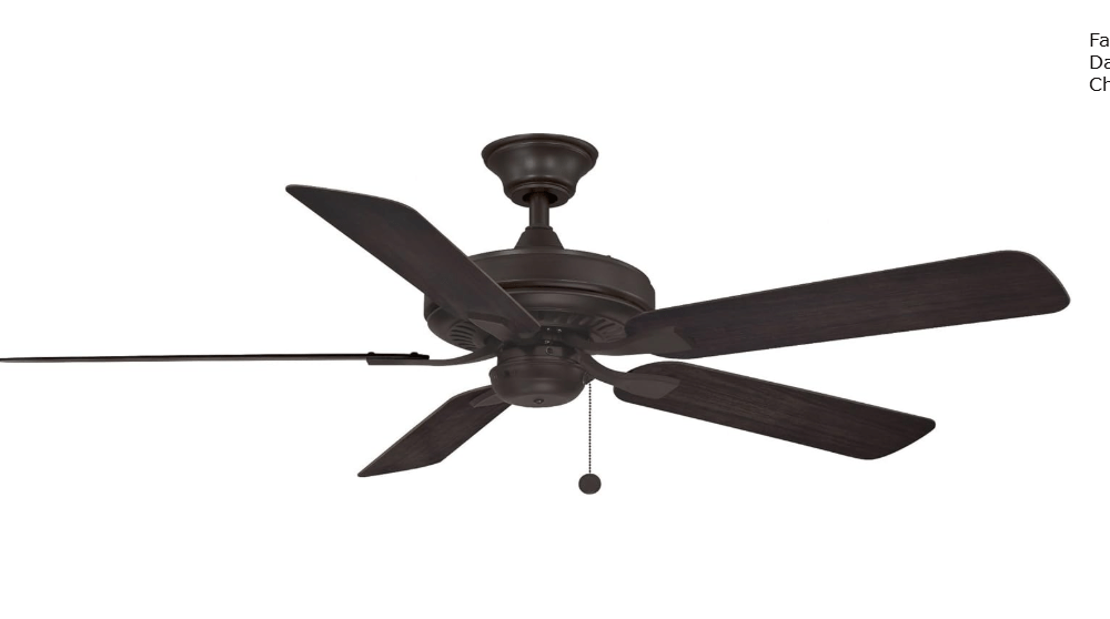  Fanimation 52" Edgewood Dark Bronze Outdoor Pull-Chain Ceiling Fan