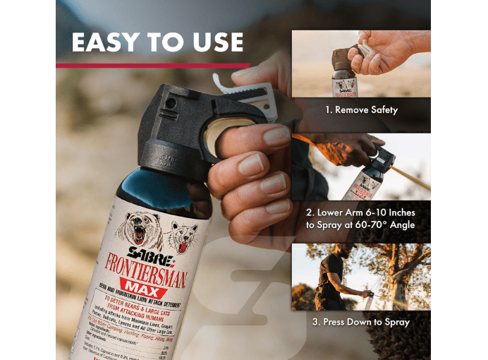 SABRE Frontiersman MAX Bear Spray – 40 ft Range, Maximum Strength, The Only EPA-Registered Spray for Bears & Mountain Lions, 7.9 oz, Glow Safety Clip,...