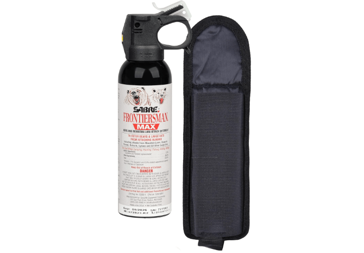  SABRE Frontiersman MAX Bear Spray – 40 ft Range, Maximum Strength, The Only EPA-Registered Spray for Bears & Mountain Lions, 7.9 oz, Glow Safety Clip,...
