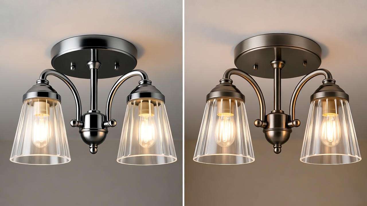 Budget and premium light fitting for bathroom ceilings comparing style, safety, and energy efficiency.