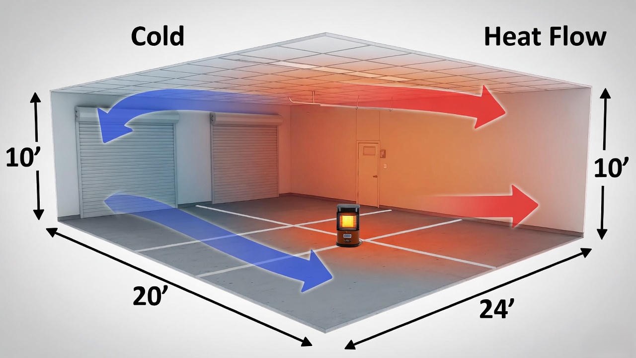 BTU calculation diagram for small propane heater in garage