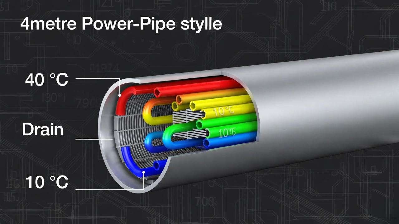 Temperature profile along a public shower drain-water heat recovery exchanger showing 60+% effectiveness