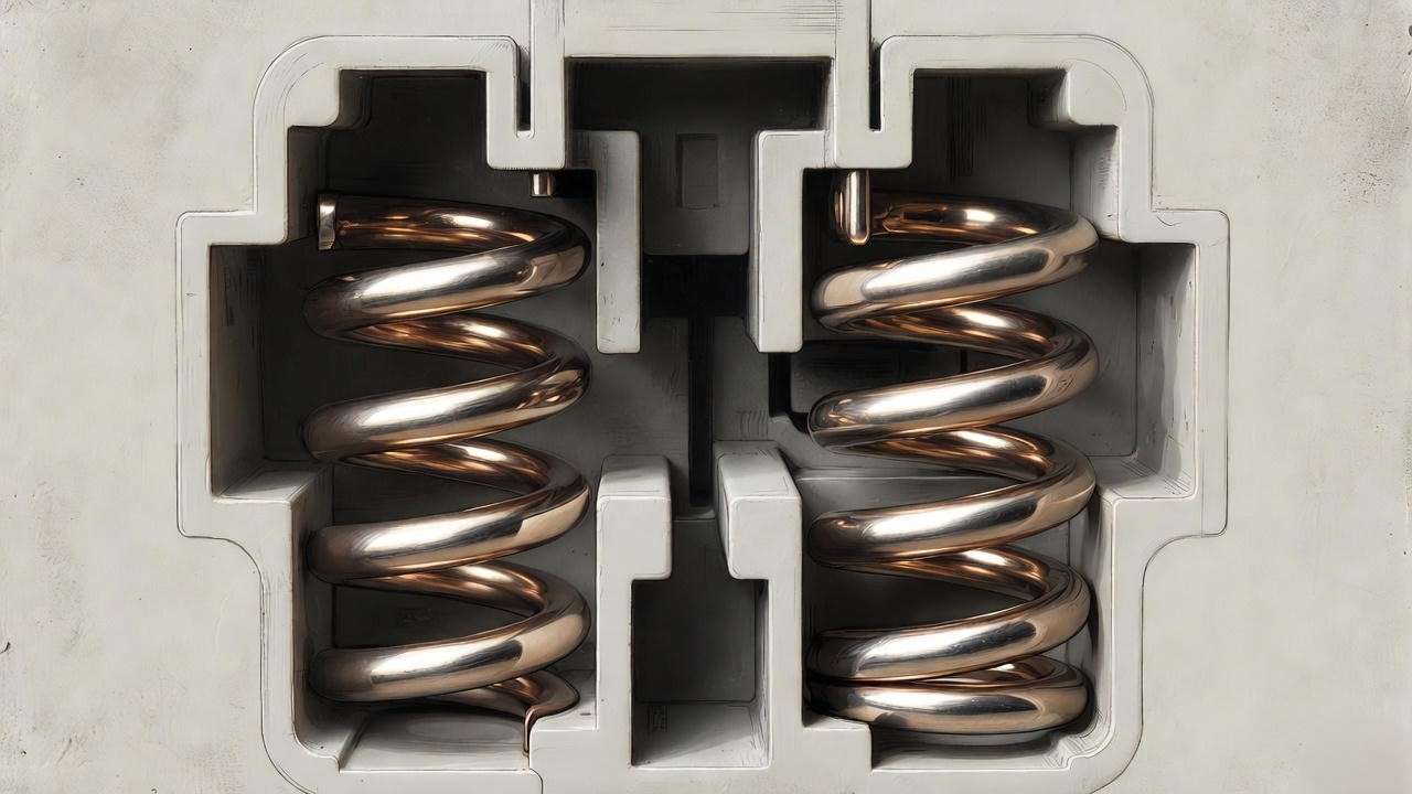 Cross-section of 20 amp outlet internal contact springs and blades showing clamping force