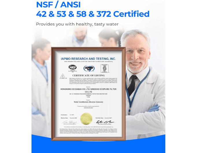 Waterdrop G3P800 Reverse Osmosis System, 800 GPD Fast Flow, NSF/ANSI 42 & 53 & 58 & 372 Certified, 3:1 Pure to Drain, Tankless Under Sink RO.
