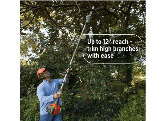  Husqvarna 122LKP Gas Pole Saw, Multi-Purpose Tool with Pole Saw Attachment, Equipped with X-CUT Chain, 12-foot Reach Cuts Limbs up to 8 Inches Thick, 21.7CC