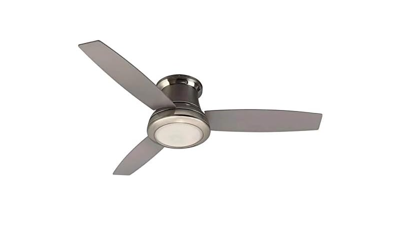 Harbor Breeze Sail Stream 52-in Brushed Nickel LED Indoor Flush mount Ceiling Fan with Light and Remote Control Included (3-Blade)