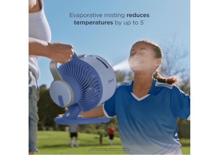 Shark FlexBreeze HydroGo Fan & Travel Bag — Ultra-powerful portable fan with indoor + outdoor evaporative mist. Corded & cordless, White, FA053BRN