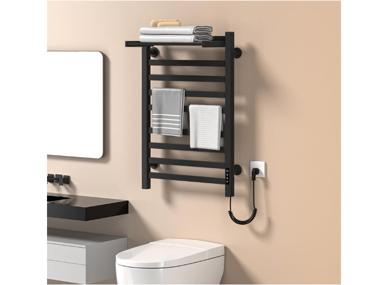 
2 in 1 Towel Warmer Rack & Towel Rack Wall,10 Bars Electric Wall Mounted Heated Towel Racks for Bathroom,Timer & Temperature Multi-Level Adjustments