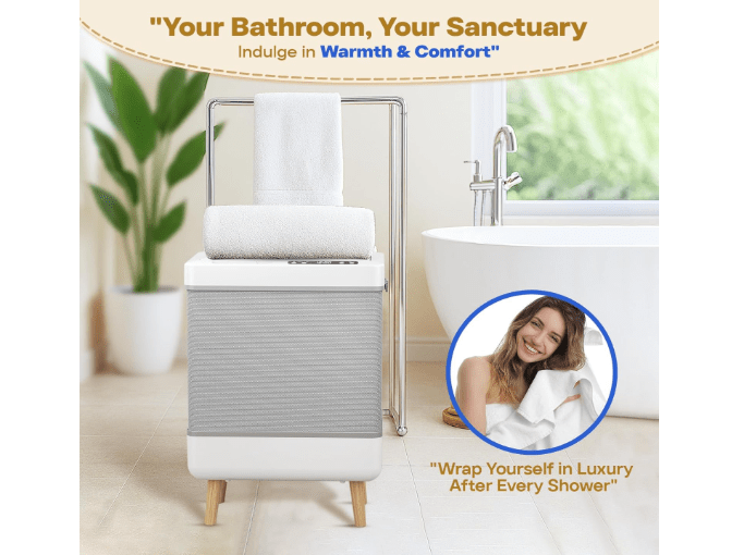 
VIPBATH 35L Towel Warmer Gift Set – Family-Sized Foldable Design with Window, Dual Safety Shut-Off for Overheat & Tip-Over, 12 Aroma Discs – A Spa-Like