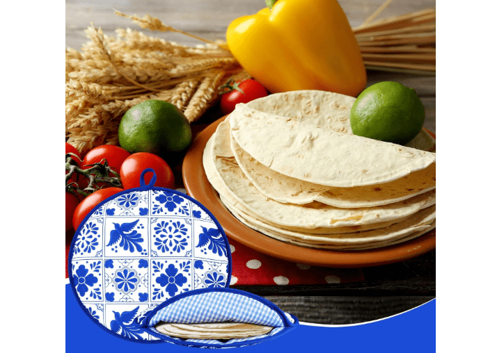 Honeydak 2 Pcs 12 Inch Tortilla Warmer Pouch, Mexican Talavera Pattern Microwavable Insulated Cloth Pouch for Tortillas, Tacos, Naan, and Pizza Rolls