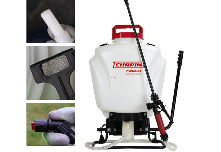  Chapin 61800 4-Gallon Made in USA Professional Backpack Sprayer with Brass Adjustable and Poly Fan/Cone Nozzles, Cushion Grip Shut-Off, 3-Stage Filtration