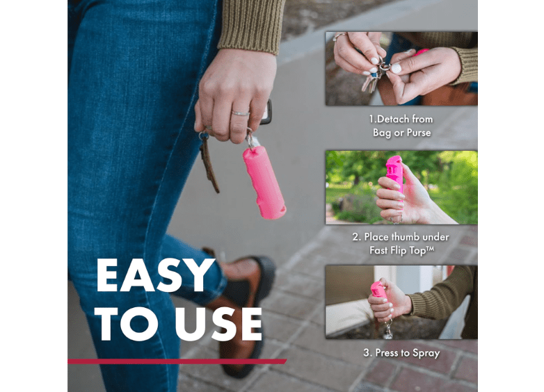 SABRE Pepper Gel with Fast Flip Top, Maximum Strength OC Spray, Snap Clip for Easy Carry and Fast Access, Finger Grip for More Accurate and Faster Aim, UV.