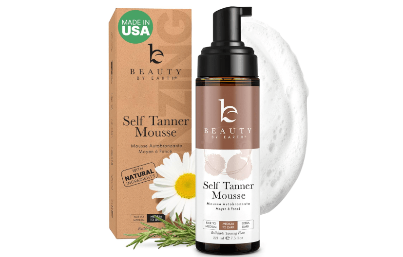  Self Tanner Mousse - USA Made with Natural & Organic Ingredients, Self Tanning Mousse for Dark Fake Tan, Sunless Tanner, Clear & Non Toxic Tanning