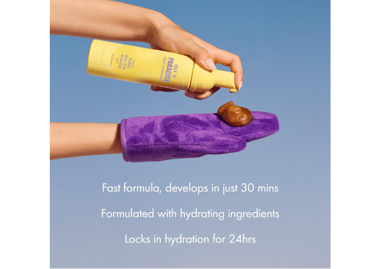  Isle of Paradise Express Tinted Self Tan Mousse, Fast Developing Self Tanner, Vegan Sunless Tanning Foam, Lasts Up to 7 Days, Streak-Free With Tinted Guide