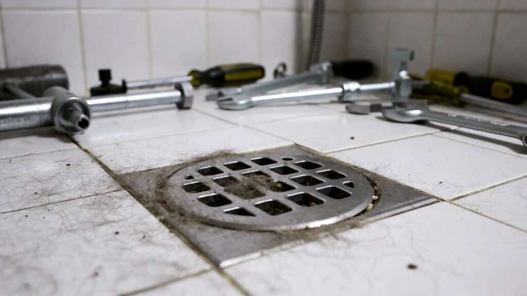 shower drain clogged