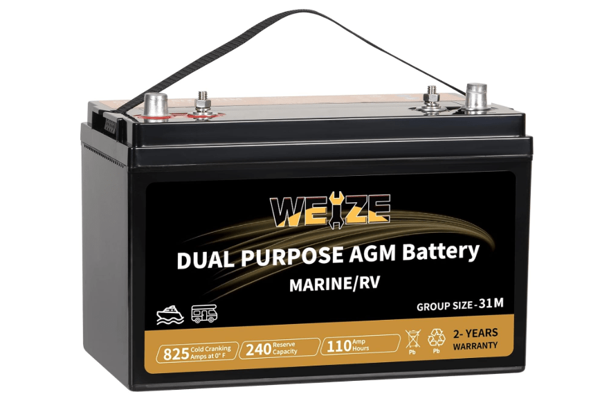 Weize BCI Group 31M Dual Purpose AGM Battery, 240RC 825CCA 12V 110AH Starter & Deep Cycle Sealed Marine & RV Battery