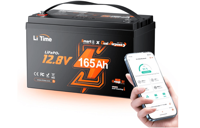  Litime 12V 165Ah Dual Purpose Lithium Marine Starting & Storage Battery (1200CCA), Group 31 Deep Cycle LiFePO4 Cranking Battery for Boat, Compatiable...