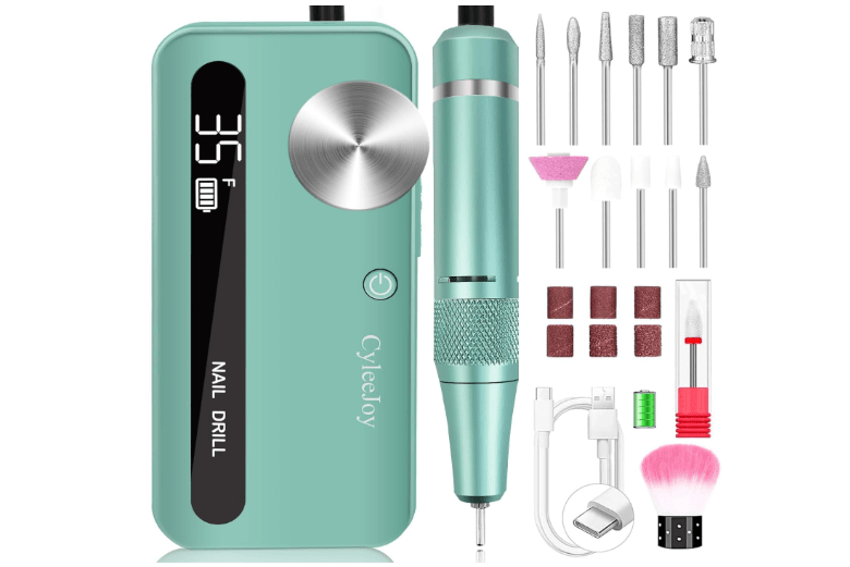  Nail Drill Cordless, 35000 RPM Electric Nail Filer for Acrylic Nails, Professional Acrylic Nail Kit with Bits, Rechargeable Nail Efile Portable Manicure Kit... 