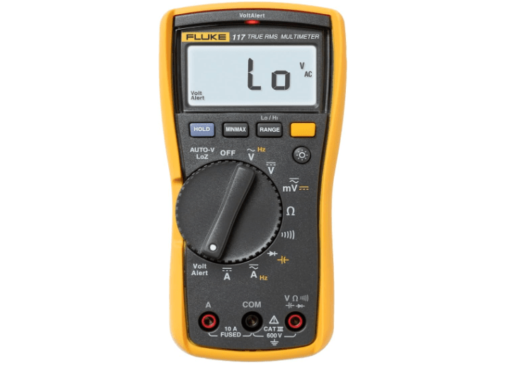 Fluke 117 Digital Multimeter, Non-Contact AC Voltage Detection, Measures Resistance/Continuity/Frequency/Capacitance/Min Max Average, Automatic AC/DC..