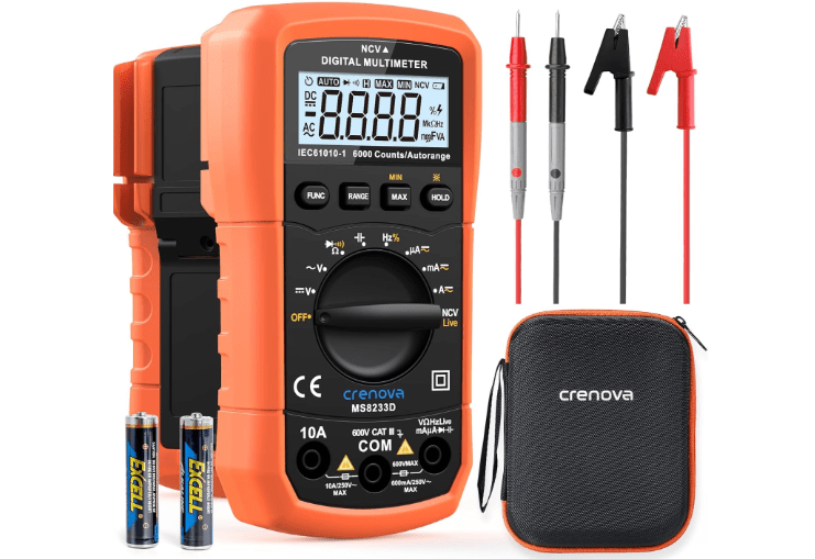 Crenova MS8233D Multimeter 6000 Counts Digital Multimeter DC AC Volt Meter Ohm Volt Amp Tester Measures Voltage Current Resistance Capacitance Continuity...