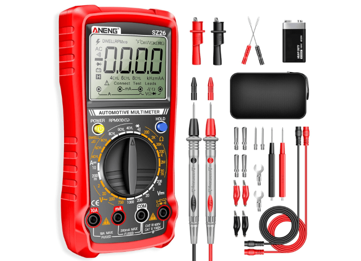 ANENG SZ26 Multimeter,Digital Automotive Engine Analyzer with 500-10000RPM Tach,Dwell Angle,Duty Cycle,DC Current,AC/DC Voltage,Amp,Ohm,Large LCD,Data Hold...