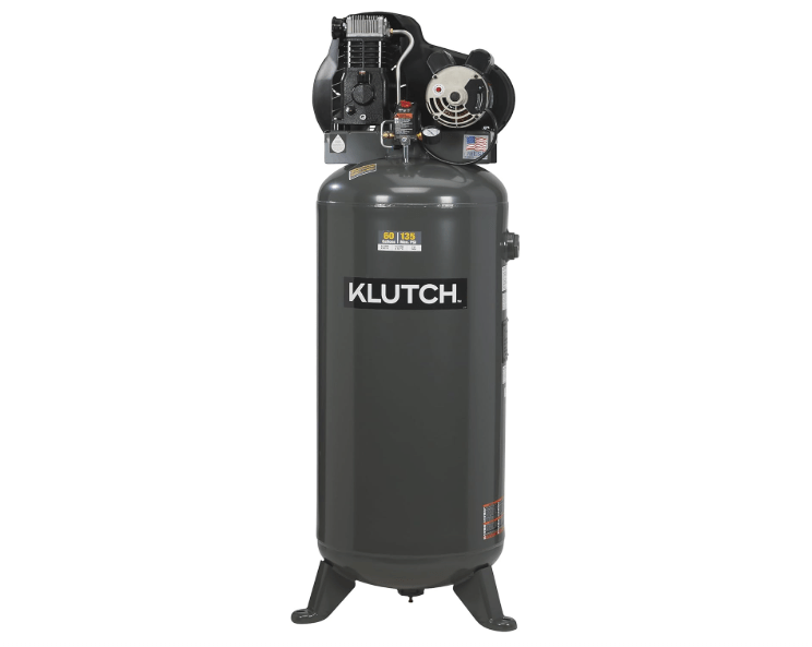 Klutch 60-Gallon Single-Stage Vertical Air Compressor, 3.7 HP, 230 Volt