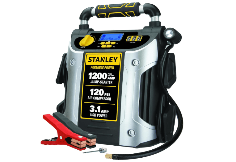 Stanley J5C09D 1200 Peak Amp Automotive Jump Starter, Portable Power – 2.1A/10W USB Port, 120 PSI Air Compressor