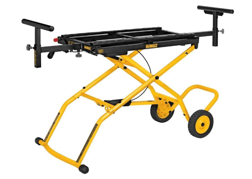  DEWALT Miter Saw Stand With Wheels, 32-1/2 in. x 60 in Foldable Rollling Stand, Adjustable Height, Durable Steel, 8 ft. Material Support, Universal Mounting...