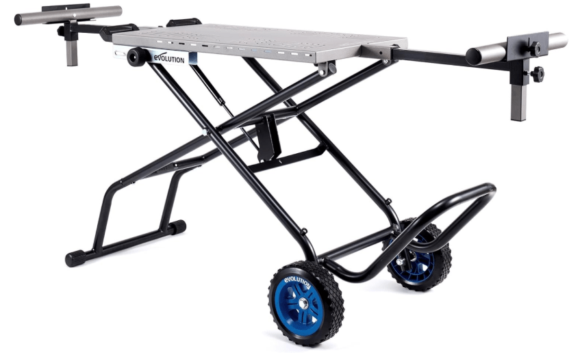  EVOLUTION MCSSTAND | Mitering Chop Saw Stand with Powerlift Assist | Heavy-Duty Steel Frame | All-Terrain Wheels | Compatible S355MCS, S380CPS, S355CPSL