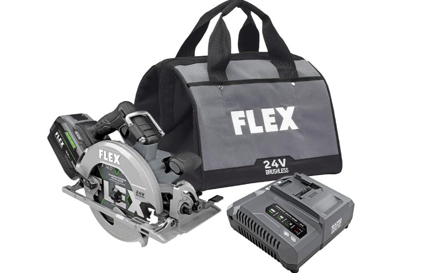 FLEX 24V Brushless Cordless 7-1/4-Inch Circular Saw Kit with 10.0Ah Stacked Lithium Battery and 280W Rapid Charger - FX2141-1J
